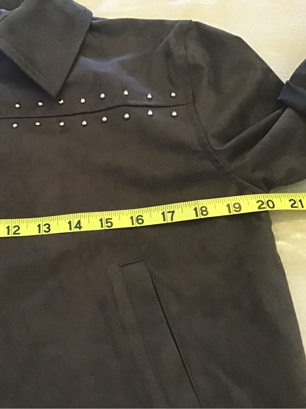 Blue Blush Brown Suede-Look Jacket with Black Label Detail - Picture 6 of 10